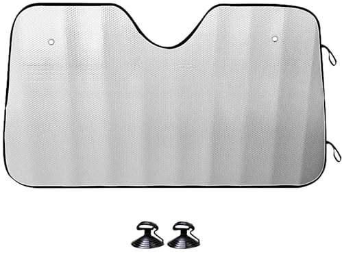 MERCURY TEXTIL- Parasol Plegable para Coche con 2 ventosas, Reflectante, protección Solar y UV, Ideal para Todo Tipo de vehículos (130x60cm)