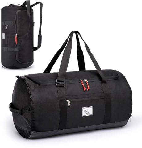 TAIHOYIN 60L Reisetasche mit Schuhfach Groß Sporttasche für Herren Damen wasserdichte Gym Trainingstasche Leichte Weekender Übernachtungstasche Handgepäck für Camping, Reisen, Fitness, Schwarz