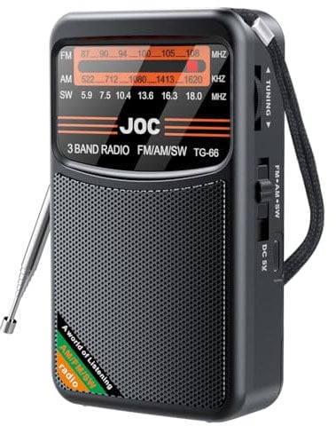 CRGANGZY Radio Portable - Digital Radio Mains or Battery Powered, SW/AM/FM Radio with Stereo Speaker Earphone Jack, Small Work/Kitchen Rechargeable Radio, Extra Large Color Screen