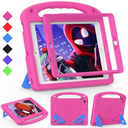 LKOOZO Funda Infantil para iPad 9ª/8ª/7ª Generación (iPad 10.2 Pulgadas 2021/2020/2019), Funda a Prueba de Golpes con Protector de Pantalla (Rosa)