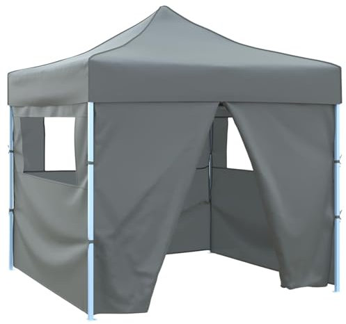 JUDYY Tendone per Feste Pieghevole Pop-Up con 4 Pareti 3x3m Antracite,Tendone per Feste,Impermeabile,Protezione UV,Tendone per Eventi-44964