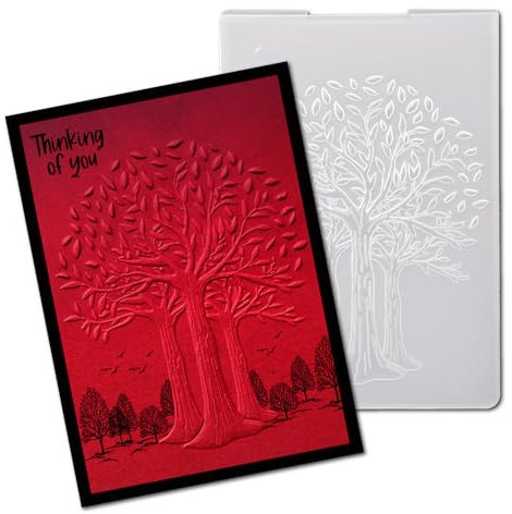 arriettycraft 3D-Bäume-Prägeschablonen aus Kunststoff für Kartenherstellung oder Tagebuch, Baum-Hintergrund, Prägeschablone für Geschenkanhänger, Papierbasteln, Heimdekoration, 12,7 x 17,8 cm