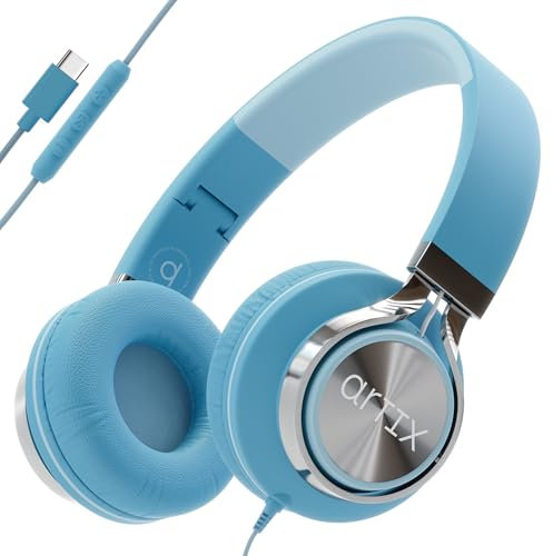 ARTIX CL750 USB C Wired Headphones with Mic and Volume Control Noise Isolating Computer On-Ear Headphones with Wire, Plug In Headset for Laptop, Corded Headphone (USB C) for iPhone 15-16