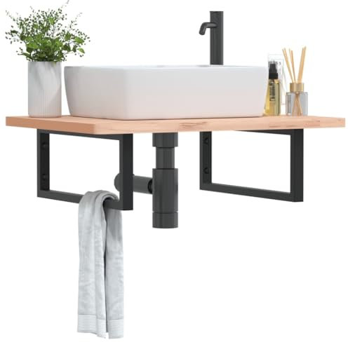 ShGaxin Supports d'étagère de lavabo rectangulaire en acier noir, étagère de lavabo suspendue au mur, meuble pour lavabo - 4007273