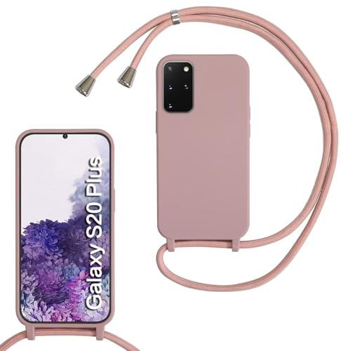 xinyunew Handykette für Samsung Galaxy S20 Plus Hülle mit Band, Handyhülle mit Schnur zum Umhängen, weiche TPU Silikonhülle mit Band [abnehmbar] Halskettenhülle für Galaxy S20 Plus/S11-Tiefrosa | Kameraschutz und Bildschirmschutz, Necklace Handyhülle mit Schnur Stossfest Schutzhülle für zum Umhängen Case mit Kordel