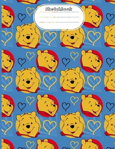 Pooh Bear Seamless Pattern Sketchbook: 120 pages, 8.5x11 Blank Pages, For Kids, Boys, Girls, Teens, Adults - Simple Note Pad for Drawing, Writing, Painting, Sketching or Doodling