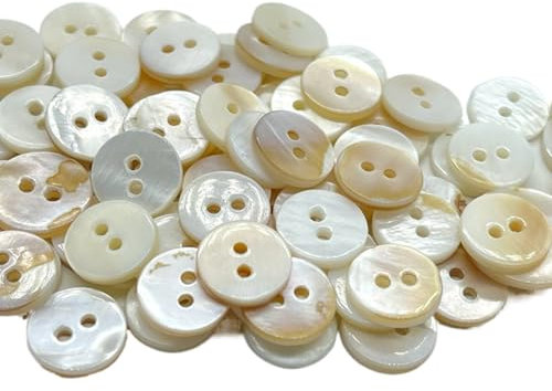 80 Stück Perlmutt Knöpfe, 10mm Knöpf Perlmutt Natürlich Schimmernde Perlmuttknöpfe 2 Loch Flach Knöpfe Zum Annähen Knöpf Für Strickjacke, Kurzwaren Nähen Kleidung Handwerk Mode Stickerei