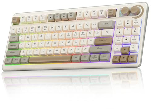 SOLAKAKA SK90 75% Wireless Gaming Keyboard - 4000mAh Tri-Mode (BT5.0/2.4G/USB-C) Cute Creamy Gaming Keyboard with Number Pad, Media Knob, RGB Backlit, Quiet Keys Silent Office Keyboards for PC MAC