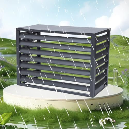 Cubierta de Aire Acondicionado Exterior Aluminio, Valla para Aire Acondicionado, Reducción de Ruido, Valla de Privacidad, Resistencia a La Intemperie(Grey,1.5P)