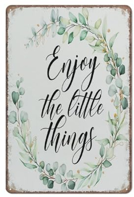 Enjoy The Little Things-Schild, Kunstdekor-Schild, lustiges Metallschild, Poster für Küche, Garten, Badezimmer, Bauernhof, Zuhause, Kaffee, Dekoration, Blechschild, 14 x 20 cm