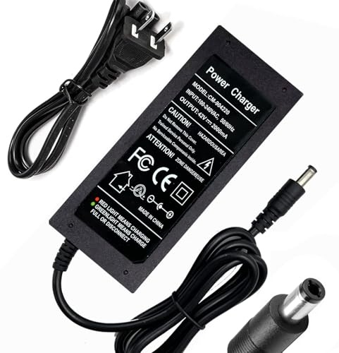 42V 2A Charger for 36V Scooter Lithium Battery, Fast Smart Power Adapter for 36 Volt Lithium Battery, Connector DC 5.5mm x 2.5mm