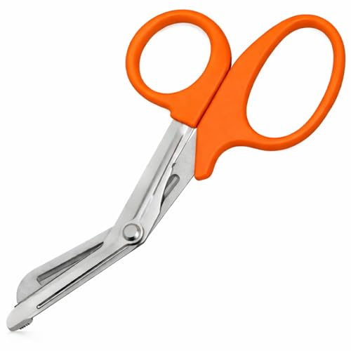 Tuff Cut Scissors Tough Shears First Aid Nurse Paramedic Emergency EMT for Nurses, Doctors, Firefighters, Paramedics (Orange, Large 7.5'')