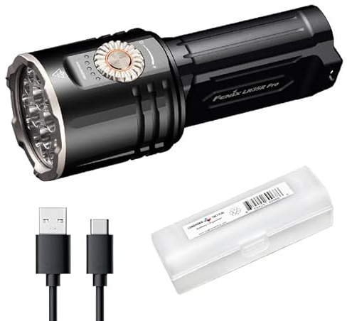 Fenix LR35R Pro Linterna ultra brillante de 10.000 lúmenes con luz roja y luz UV, y organizador Lumentac