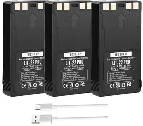 SCESMIA Lot de 3 batteries de rechange LIT-22 7,4 V 7000 mAh pour caméras de chasse cellulaires SPYPOINT Flex-M Flex G-36 Flex-Plus Flex-S (câble de type C inclus)