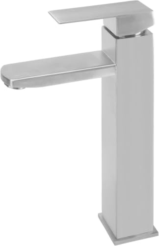VirtuGro Grifo Lavabo Alto Grifo Baño con Altura de Salida de 215 MM Plata | Alto Grifos Monomando Lavabo de Acero Inoxidable con Cartuchos Cerámicos para Agua Caliente y Fría (Plata)