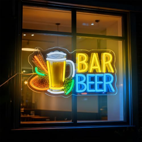 Neon-Bierschild, LED-Bierkrug-Leuchtschild für Wanddécor von Bierbars, Restaurants, Kneipen, Bistros, Clubs, Partys, Männerhöhlen, Schlafzimmern und Küchen, USB-betrieben