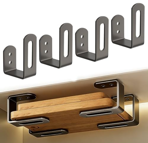 Uzndq Set of 4 Chopping Board Holder, Chopping Board Pot Lid Holder Storage Hanging Shelf Pan Storage Chopping Board Rail Rack Pot Lid