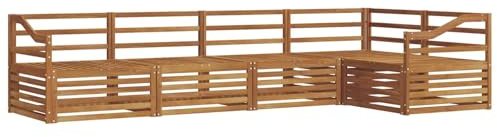vidaXL Outdoor-Sofagarnitur 5 pcs Natur Massivholz Akazie, Gemütliches Outdoor-Set, modernes Ecksofa, robuster Loungesessel, Gartenmöbel, Terrasse zum Relaxen