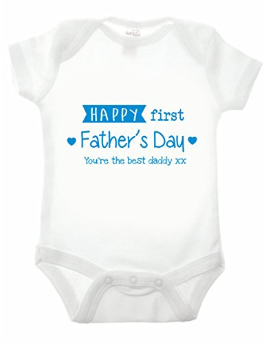 Reality Glitch Happy First Fathers Day Strampler (Weiß/Blau, 0-3 Monate)