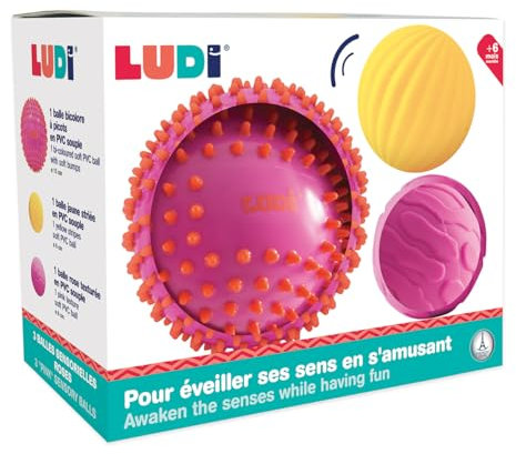 Ludi. Lote de 3 pelotas sensoriales color azul rose