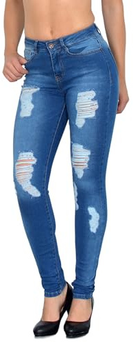 ESRA Damen Jeans Jeanshose Damen Skinny High Waist Hochbund Stretch Hose bis Übergröße S700