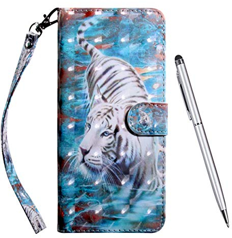 Toucasa für LG K40S Hülle, Handyhülle Brieftasche PU Leder Flip [3D] Case Magnetverschluss Handytasche Klapphülle Tasche Lederhülle Schutzhülle (Tiger)