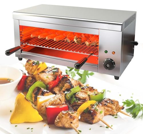 Salamander-Ofen – 2000-W-Edelstahl-Steakgarer, Wandmontierbares KäSeschmelzgeräT, 50–300 °C Elektrischer Grillspieß – Doppelte Kontrollleuchten, Fisch-GemüSe-Grill