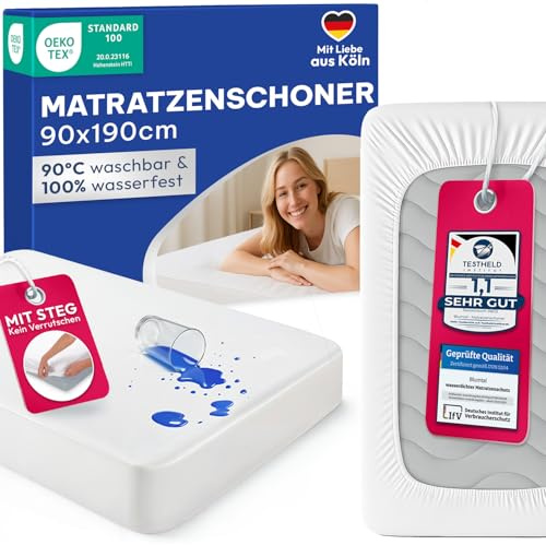 Blumtal® Matratzenschoner 90x190 cm - Matratzenschutz wasserdicht - Oeko-TEX zertifizierter Matratzenschoner wasserdicht - knisterfreier Schoner Matratze - atmungsaktiver Matratzenschutzbezug 90x190