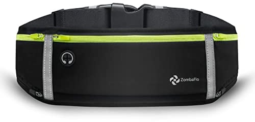 Zombaflo Running Belt – Waterproof Phone Holder, Adjustable Waist Pack with Reflective Strips – Fits Large Phones – for Gym, Hiking, Travel