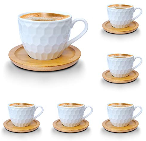 12-teiliges Espressotassen-Set aus Porzellan (6 Tassen & 6 Untertassen) – Weiß, für Espresso, Moccakaffee und andere Heißgetränke, Spülmaschinen- und Mikrowellengeeignet, Kaffeeservice (Espresso 2)
