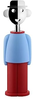Alessi Alessandro M. AM23 LAZR - Tire-Bouchon Design, en Résine Thermoplastique et Zamak Chromé, Bleu et Rouge