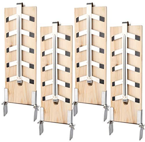 Randaco Flammlachsbrett Räucherbrett 4er Set mit Stabiler Edelstahl-Halterung für Feuerschale, Feuertonne, Feuerkorb, Smoker, Grill, Gastronomie