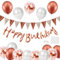 BEKOIUP Luftballons Geburtstag Dekoration Set, Roségold Weiß Happy Birthday Girlande deko Geburtstagsdeko Banner Party Deko Geburtstag Set mit Roségold Luftballons Konfetti Ballons Dreiecksflaggen