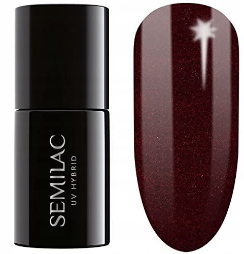 Semilac UV Nagellack Hybrid 393 Sparkling Black Cherry 7ml Kollektion Love is in the nails