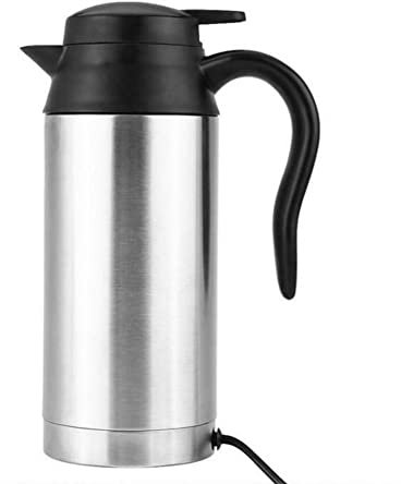 Car Electric Kettle, 12V/24V Portable Stainless Steel Car Travel Electric Kettle Cigarette Lighter Fast Boiling Water Heating Pot Heated Water Cup for Hot Water, Coffee, Tea (750ml 12V)