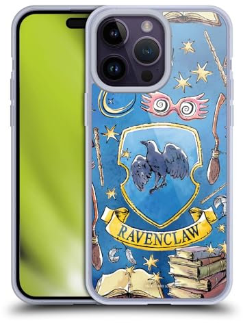 Head Case Designs Offizielle Harry Potter Ravenclaw Muster Deathly Hallows XIII Soft Gel Handyhülle Hülle kompatibel mit Apple iPhone 14 Pro Max