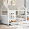 FEZTOY Hausbett Kinderbett 200x90 mit Rausfallschutz,Massivholz Kinder Bett mit Schubladen und Lattenrost Jugendbett für Jungen & Mädchen