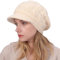 Warme Winter mütze Fleece Mütze Schirm Visor Wintermütze Damen Warme Gefütterte Wintermützegestrickte Schirmmütze Baseballmütze mit Weiches Dickes Fleecefutter (beige)