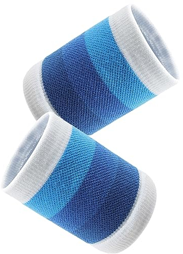 Schweißbänder 2 Stück Sport Wristbands Schweißband Handgelenk Fitness Schweißband Arm Absorbierende Schweißbänder Handgelenk für Herren Damen Fußball Basketball Fitnessstudio (Farbverlauf Blau)