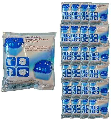 BURI 24x Luftentfeuchter Granulat Nachfüllbeutel je 400g Raumentfeuchter - 24er Set Feuchtigkeits Stopper Raum Luft Trockner Entfeuchter wiederverwendbar nachfüllbar