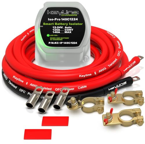 KeyLine Chargers Dual Battery Isolator Kit 140Amp, Boat Isolator, Automatic Multi-voltage 12v or 24v (VSR) Disconnect Switch | Cars, RV, UTV, ATV, Marine