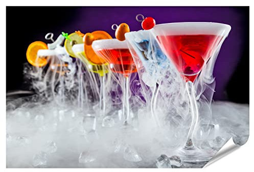 islandburner Prime Bild Poster Martini Drinks geräuchert Effekt Trockeneis Rauch serviert Bar Theke dunkel gefärbten Hintergrund Premium Fo