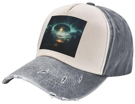 UFO at Night Stylischer Cowboy Sport Hut Einstellbare Größe Ideal für den täglichen Gebrauch und Outdoor-Aktivitäten, Ufo bei Nacht 3, Einheitsgröße, Ufo bei Nacht3, One size