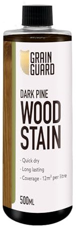GRAIN GUARD Holzbeize | Dunkles Kiefernholz | 500ml | Wasserbasiert & Geruchsarm | Umweltfreundlich und Nicht Toxisch | Holzbeize für Innenmöbel | Einfache Anwendung | Schnelltrocknend
