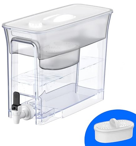 Waterdrop Water Filter Dispenser, 8.2L, Slim Water Filter Tank with 1 × 60 Days Filter, 200-Gallon Long-Life, Faster Filtration, Reduces Chlorine, PFOA/PFOS and More, BPA Free, White
