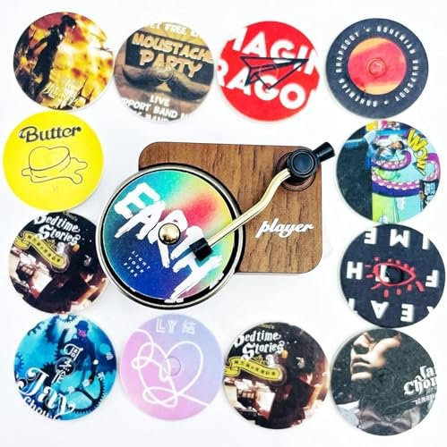 1 PCS Retro Record Player Car Air Fresheners + 16 Fragrant Slices- Set of 16 Album Cover Vent Clips, Vintage Design for Music Lovers