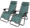 Todeco Transat Jardin Exterieur Lot de 2, Chaise Longue Inclinable, Bain de Soleil avec Repose-tête, d’accoudoirs Réglables, Chaise de Camping en Respirantes Textilène, Vert
