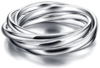 Dankadi Anello 3/5/9 pezzi intrecciato in 925 argento, larghezza 4/6/9 mm, misura 49-70 mm, anello multiplo lotto triplo sottile liscio crociato regalo festa matrimonio per donna uomo