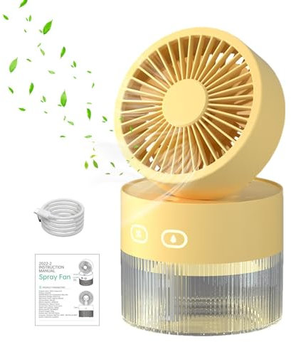 Mini ventilatore nebulizzatore ad acqua, portatile, ricarica USB, design a basso rumore, design con raffreddamento ad acqua, per casa e ufficio
