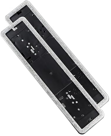ontto 2 Piece Car Registration Number Plate Holders Bling Rhinestones Aluminum Alloy Frame Universal Surrounds Fits UK EU Standard 520mm x 110mm License Plate Silver